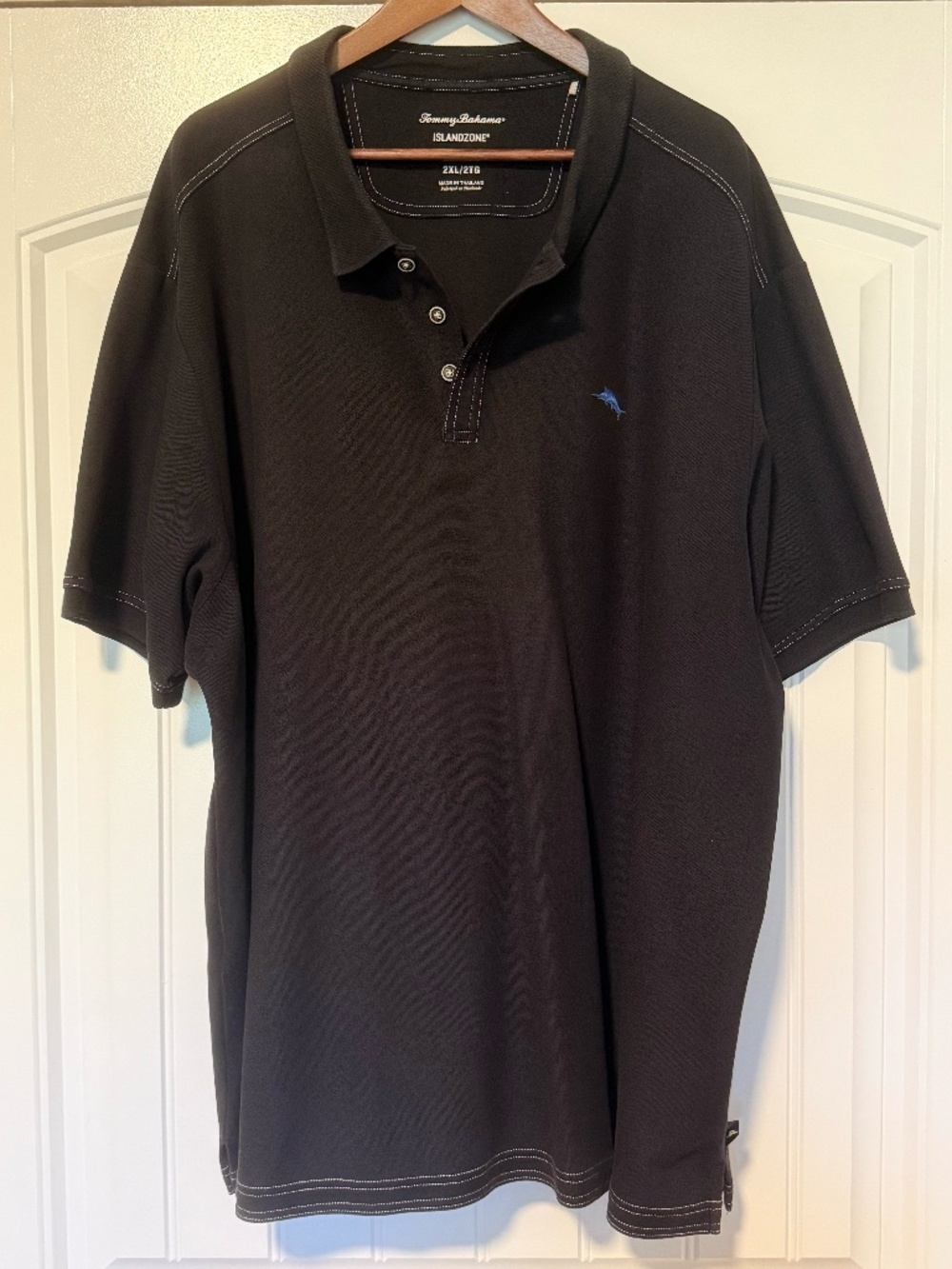 Tommy Bahama IslandZone Supima Cotton Polo Shirt Black Blue Logo Men’s 2XL